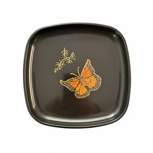 Vintage Couroc Square Lacquer Butterfly Plate